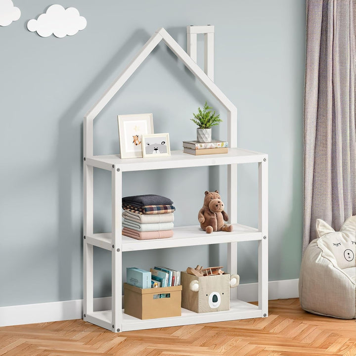 IDIMEX Kinderzimmer Regal LENISE in Hausform weiss - Kinderregal, Bücherregal, Massive Kiefer, 3 Abl