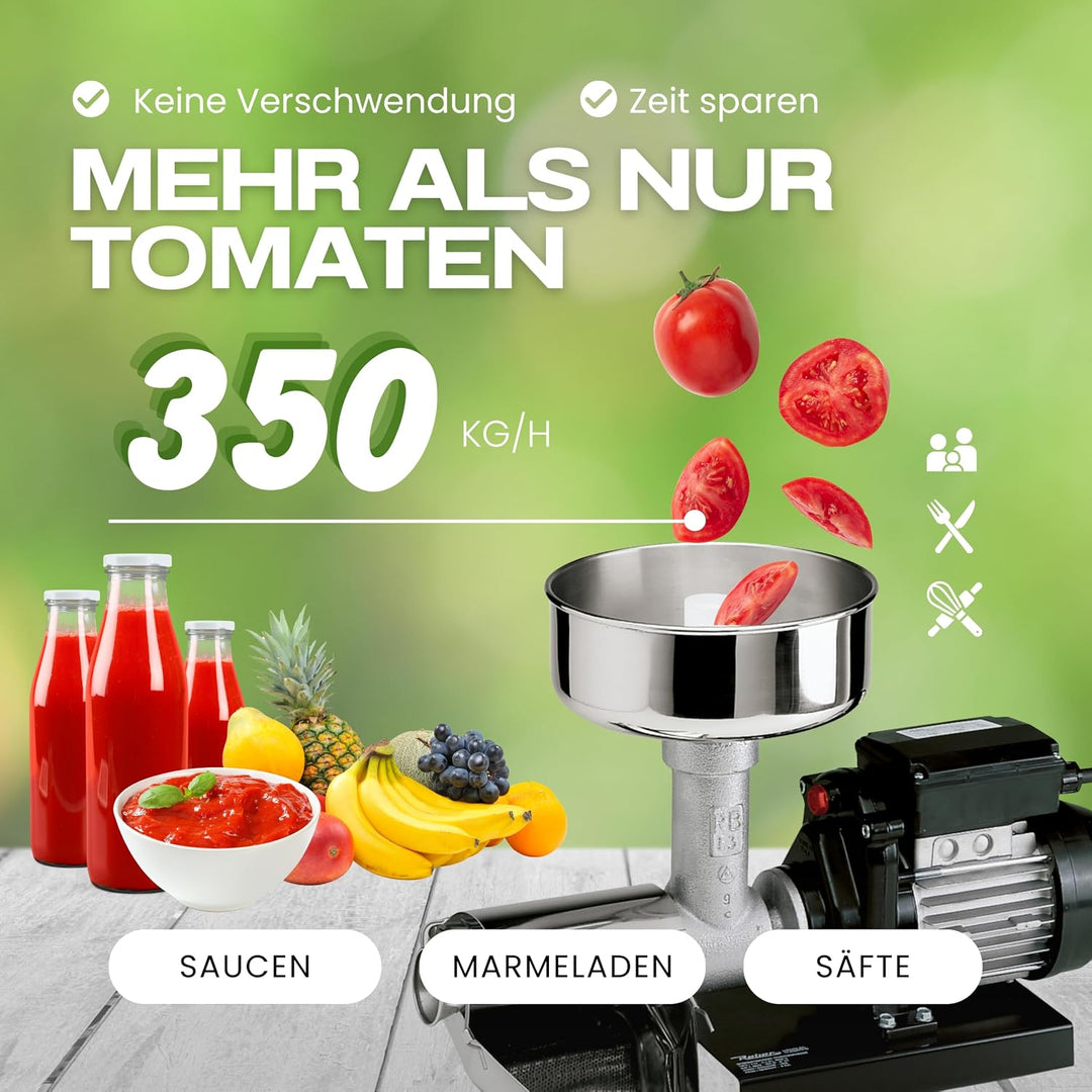 Reber Elektrische Tomatenpresse Nr. 5 600 W für Passata und Konserven | Für Marmeladen und Fruchtsäf
