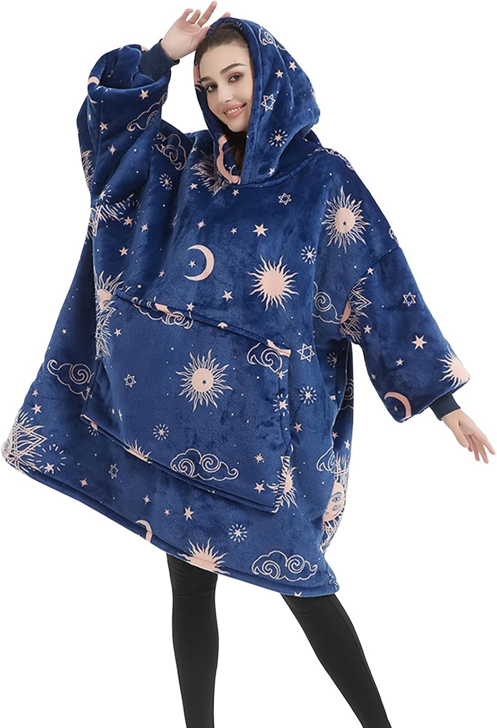 Tospass Hoodie Decke für Damen Herren Flanell Fleece Oversized Pullover Sweatshirt Decke Flauschige