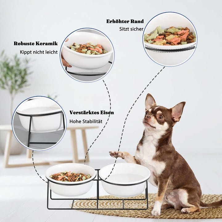Katzennapf Hundenapf - Futternapf Katze Hund Keramik - Katzennapf Erhöht mit Ständer - Doppel Fressn