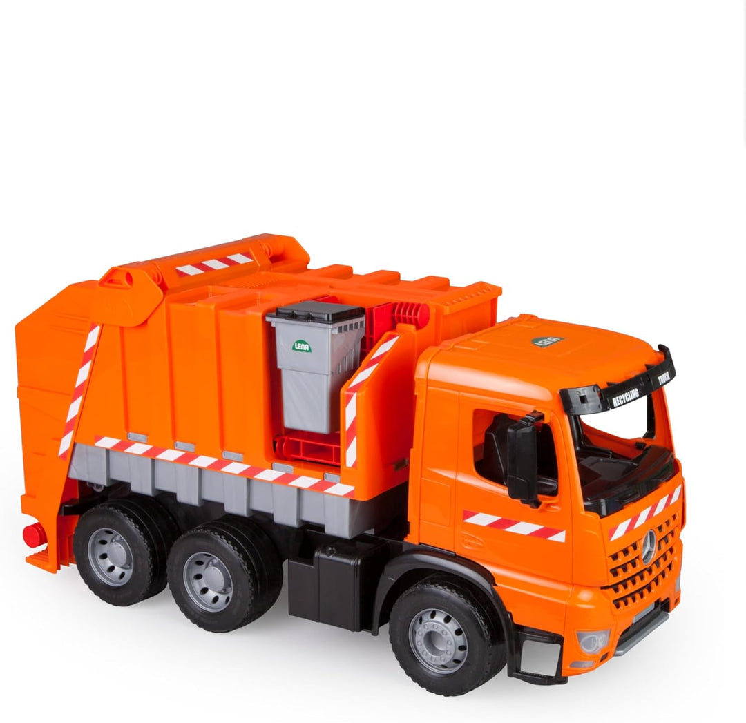 Lena 02168 - Starke Riesen Müllwagen Mercedes Benz Arocs, orange / silber, ca. 74 cm, Müllfahrzeug m