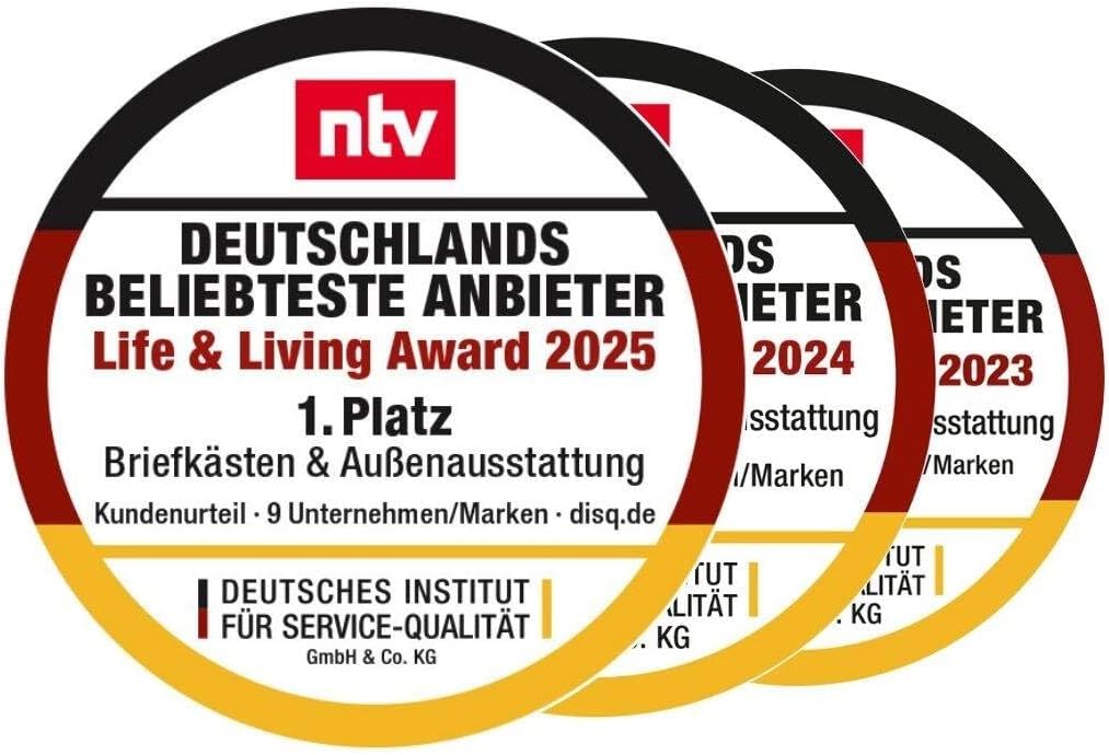 Metzler Exklusiver Briefkasten in Verkehrsweiss RAL 9016 Hoffmann - Wandbriefkasten in Weiss mit V2A