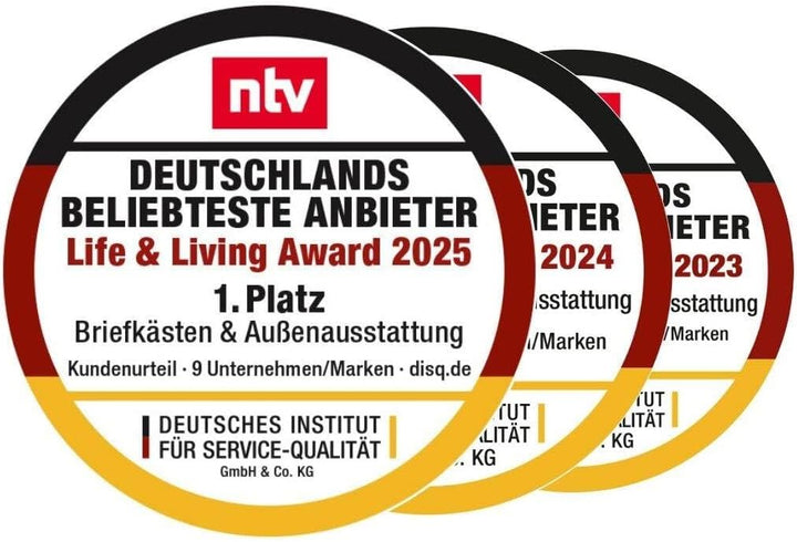 Metzler Exklusiver Briefkasten in Verkehrsweiss RAL 9016 Hoffmann - Wandbriefkasten in Weiss mit V2A