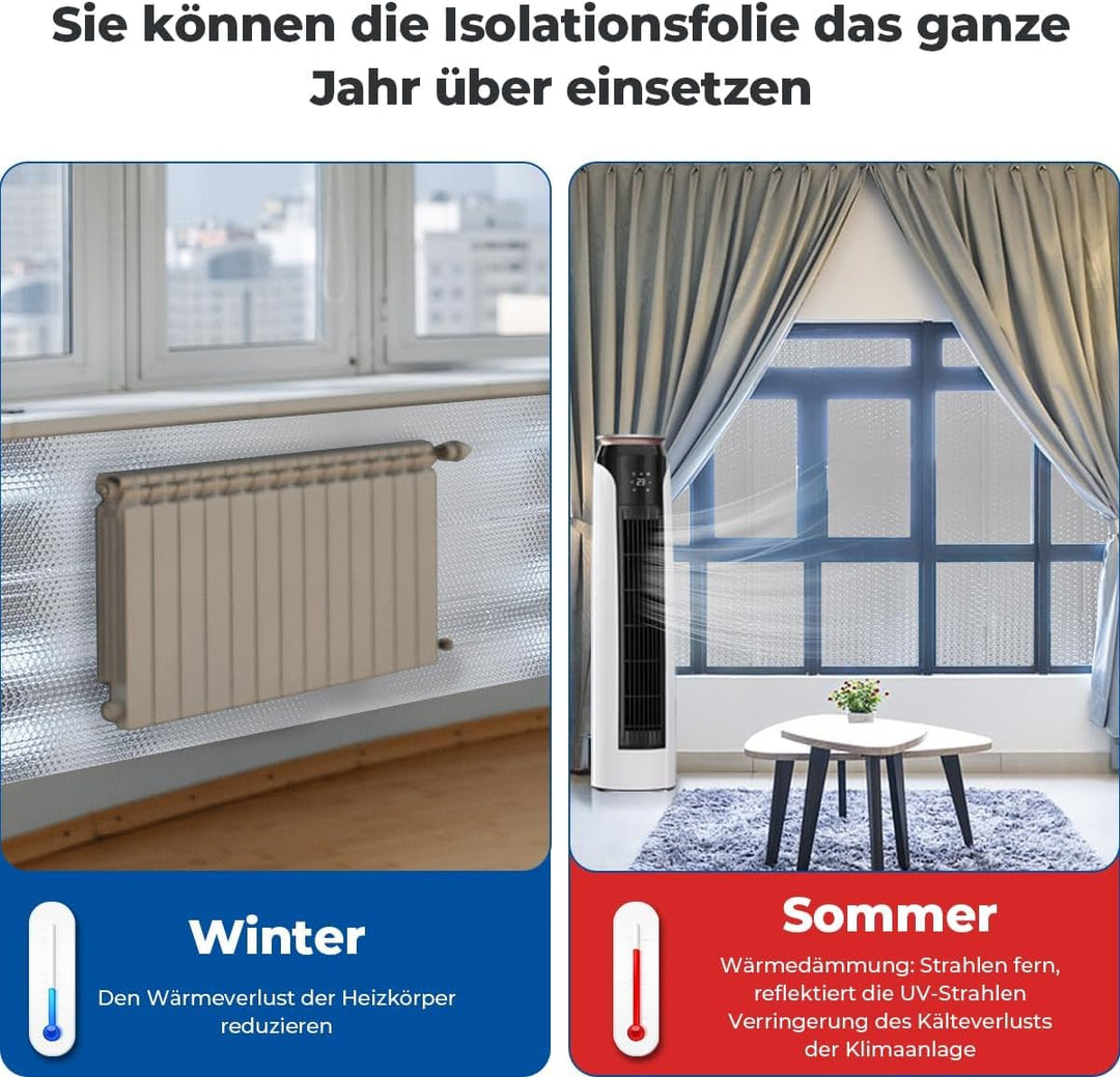 Storystore Aluminisierte Isolierfolie 60cm x 6m, 3mm Dicke Isolierung Dämmfolie Doppelseitige Alu-Lu
