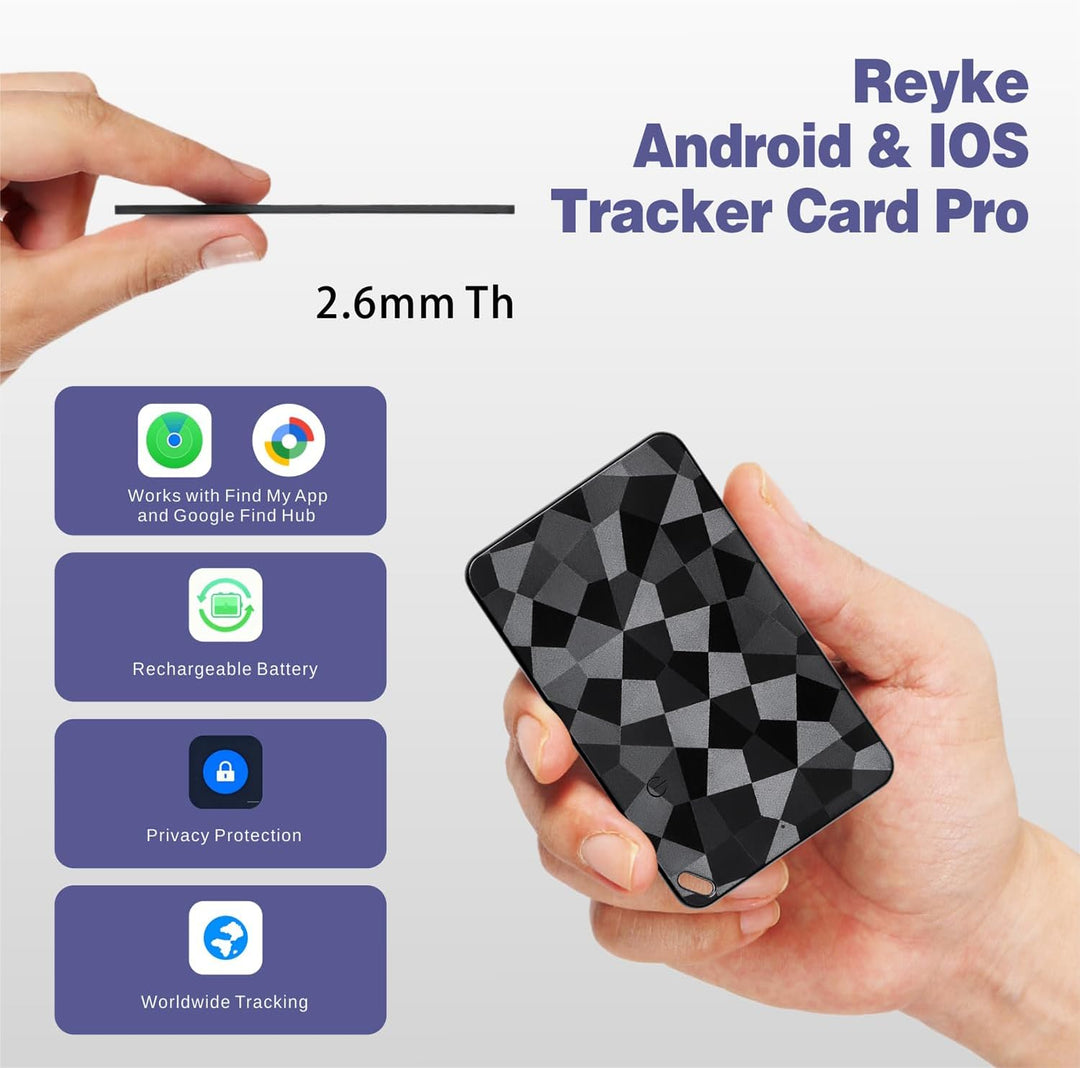 Reyke Wallet Tracker Card – Slim Bluetooth Tracker Karte für Android & iOS, kompatibel mit Apple Fin