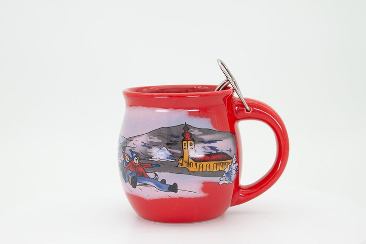 Feuerzangentasse 1er-Set, mit Rum, Rot/Winter - für Feuerzangenbowle Rot / Winter, Rot / Winter