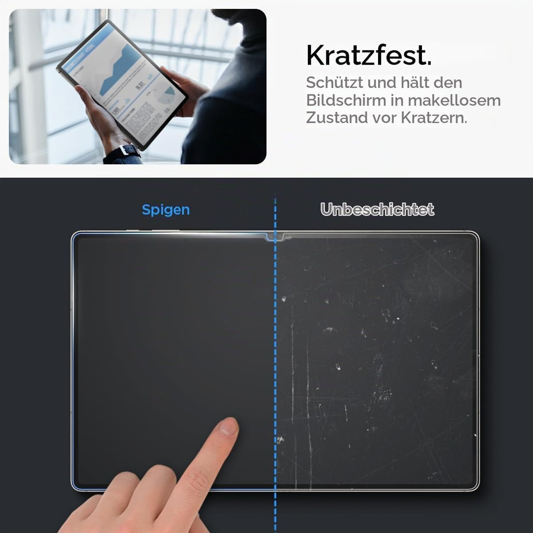Spigen Glas.tR EZ Fit Schutzfolie kompatibel mit Samsung Galaxy Tab S9 Ultra, 14.6 Zoll, Schablone f