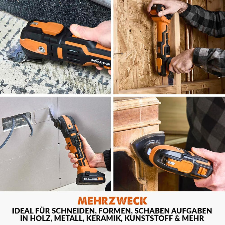 Evolution Power Tools R18MLT-Li Akku-Multifunktionswerkzeug 18 V, ein multifunktionales Werkzeug zum