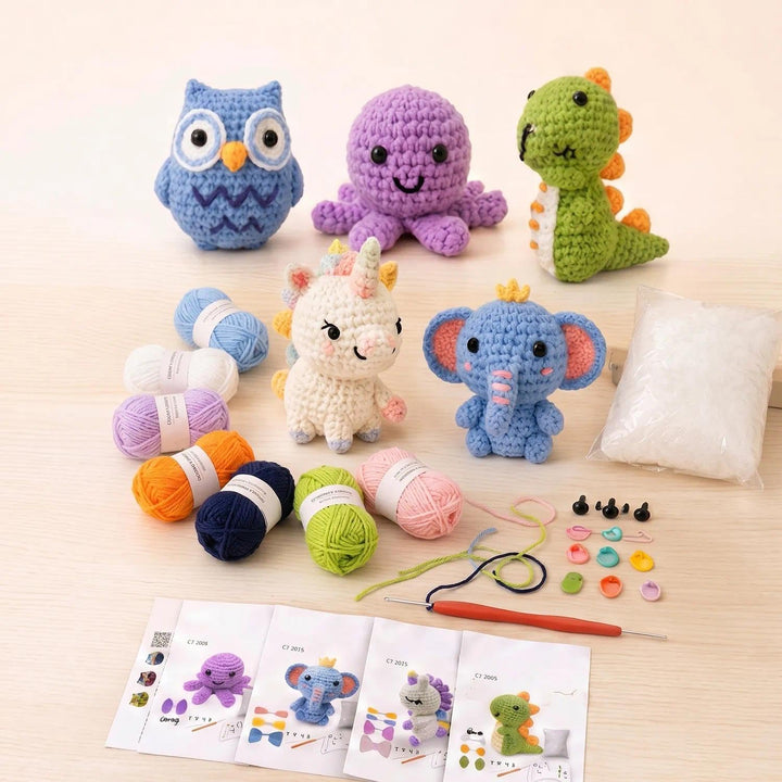 VINTAGE EMBROIDERY V.E. Tier-Häkelset, Häkel-Starter-Set für Anfänger, Erwachsene, komplettes DIY-Hä