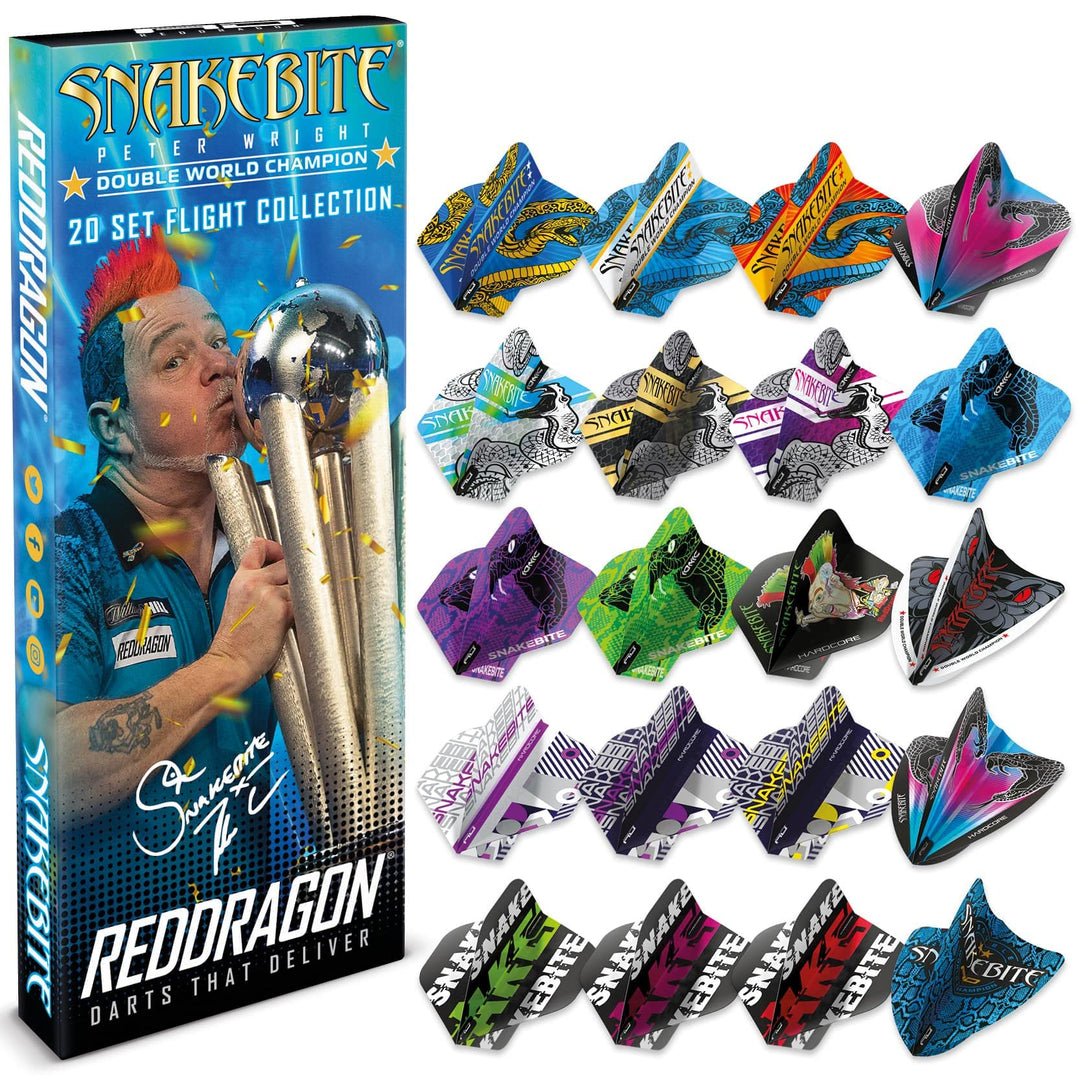 RED DRAGON Peter Wright Snakebite DWC dartpfeil Flug Sammlung - 20 Sätze von Dartflüge (60 Flights i
