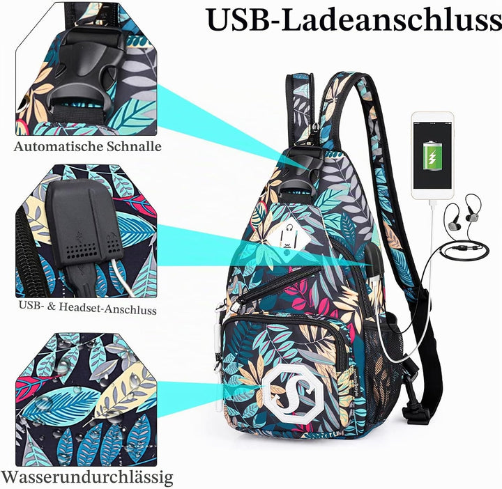 VARLIVOO Mode Damen Sling Bag Crossbody Bag Frauen Schultertasche Umhängetaschen Hiking Reisen Sling
