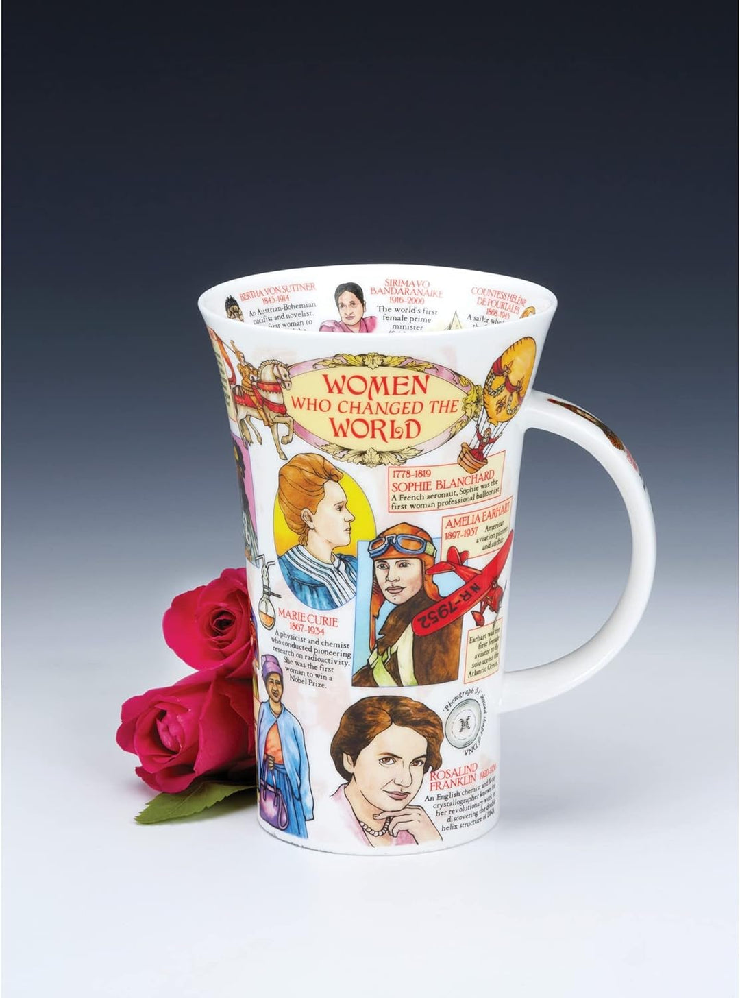 GL-WWCW-XX Tasse aus feinem Knochenporzellan, Motiv: "Women Who Changed The World", Henley-Form, 0,6