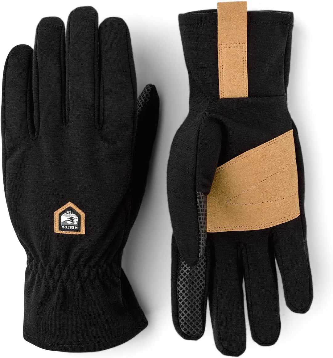 HESTRA Merino Windwool Liner Handschuhe Fingerhandschuhe Schwarz 7, Schwarz 7