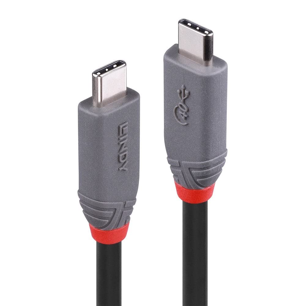 Lindy 0,8 m USB 4 Typ C Kabel, Anthra Line, USB 4, kompatibel mit Thunderbolt 3, 40 Gbit/s Datenüber