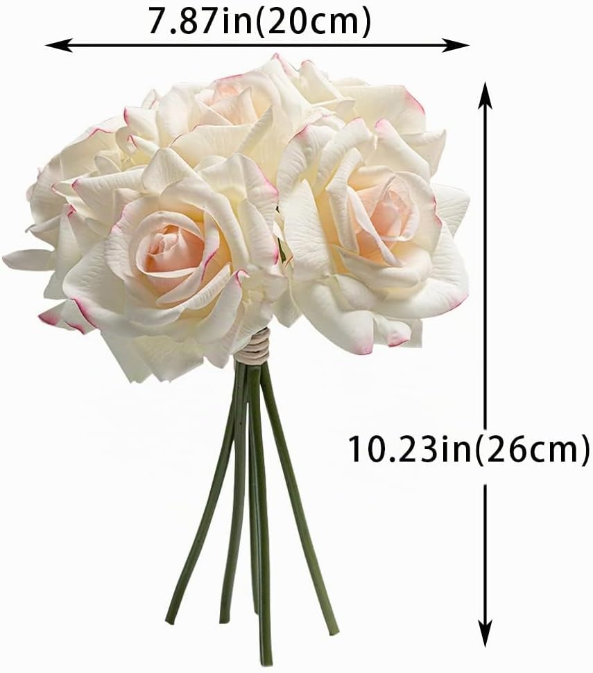 DUYONE Künstliche Rosen mit einem Stiel, 10 Stück, künstliche Seide, Blumenarrangement, echter Hauch