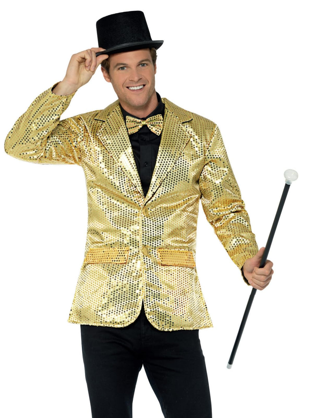 Smiffys, Herren Pailletten Jacke, Gold