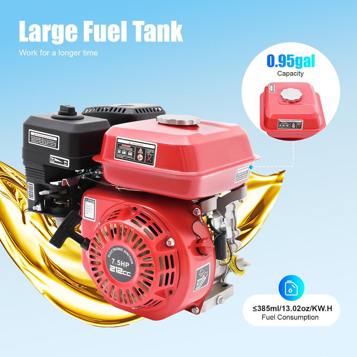 BJTDLLX 7.5 PS 210cc Benzinmotor Kartmotor Standmotor Antriebsmotor 4 Takt 3600 U/min Ersatzmotor 20
