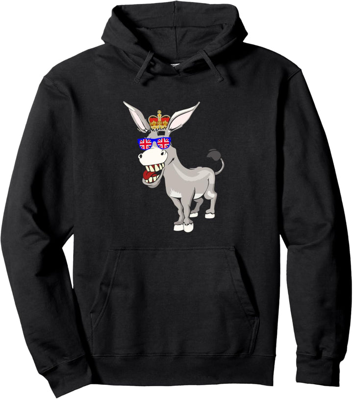 Esel Queen Elizabeth II Sonnenbrillen Britische Krone Pullover Hoodie