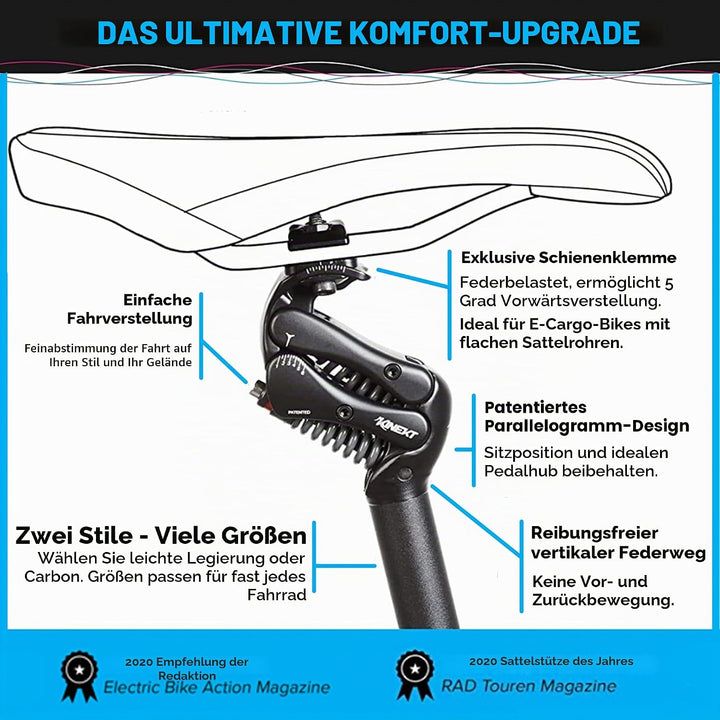 Kinekt Bodyfloat Aluminium Gefederte Sattelstütze LR - 31.6x420mm, LR - 31.6x420mm