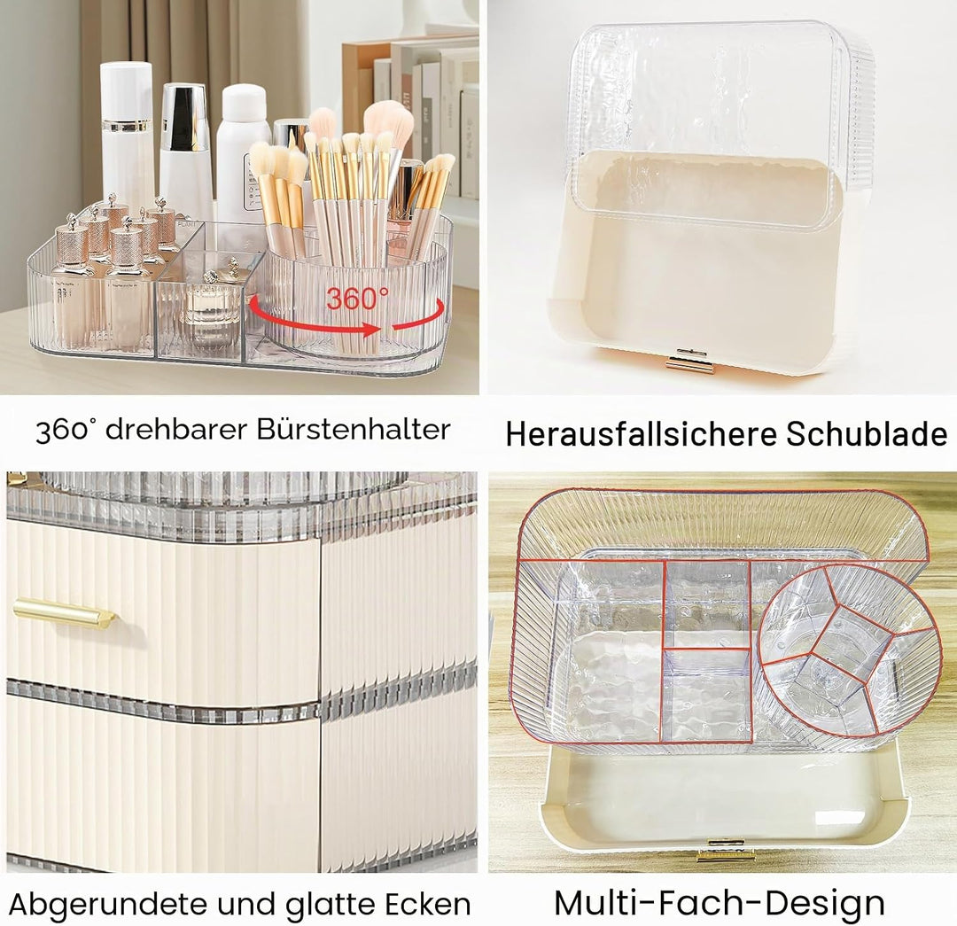 DASITON Make Up Kosmetik Organizer, 360° Drehbar Make Up Pinsel Organizer, Grosser Kosmetik Aufbewah