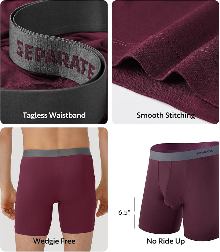 Separatec Herren Boxershorts, Herren Unterhosen aus Bambus-Viskose, atmungsaktiv und weich, Doppelbe