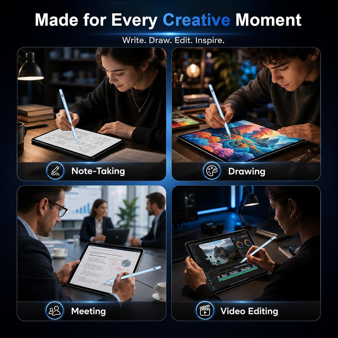 Stift für iPad 2018-2023, HATOKU Pencil für iPad mit Tilt Sensitivity & Palm Rejection, Magnetischer