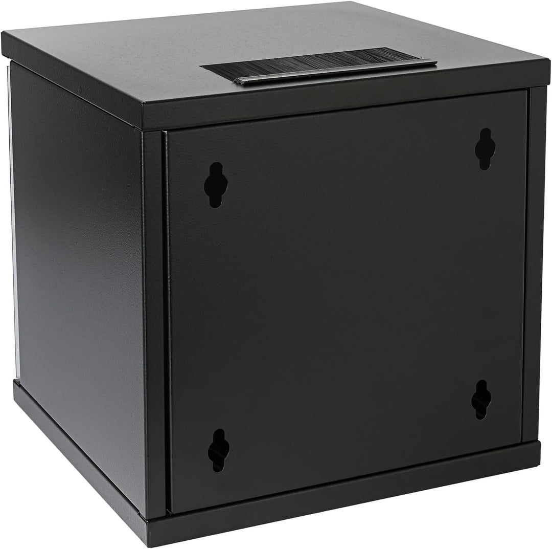 HMF 63406-02 Netzwerkschrank, Serverschrank 10 Zoll | 6 HE | 300 mm Tiefe | Voll montiert | Glastür