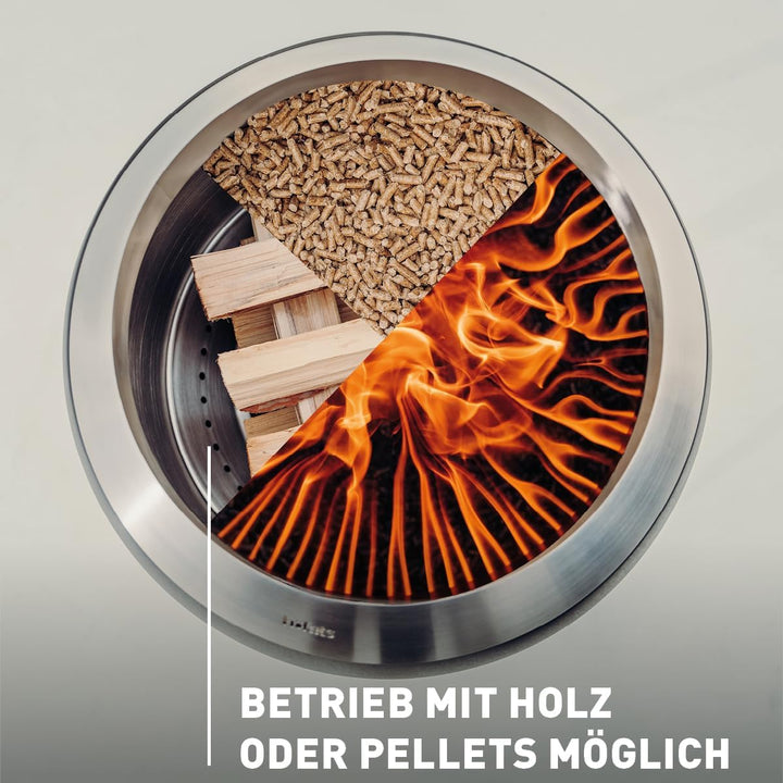 höfats - Moon 45 rauchfreie Feuerschale mit niedrigem Fuss aus Edelstahl - emaillierter raucharmer F