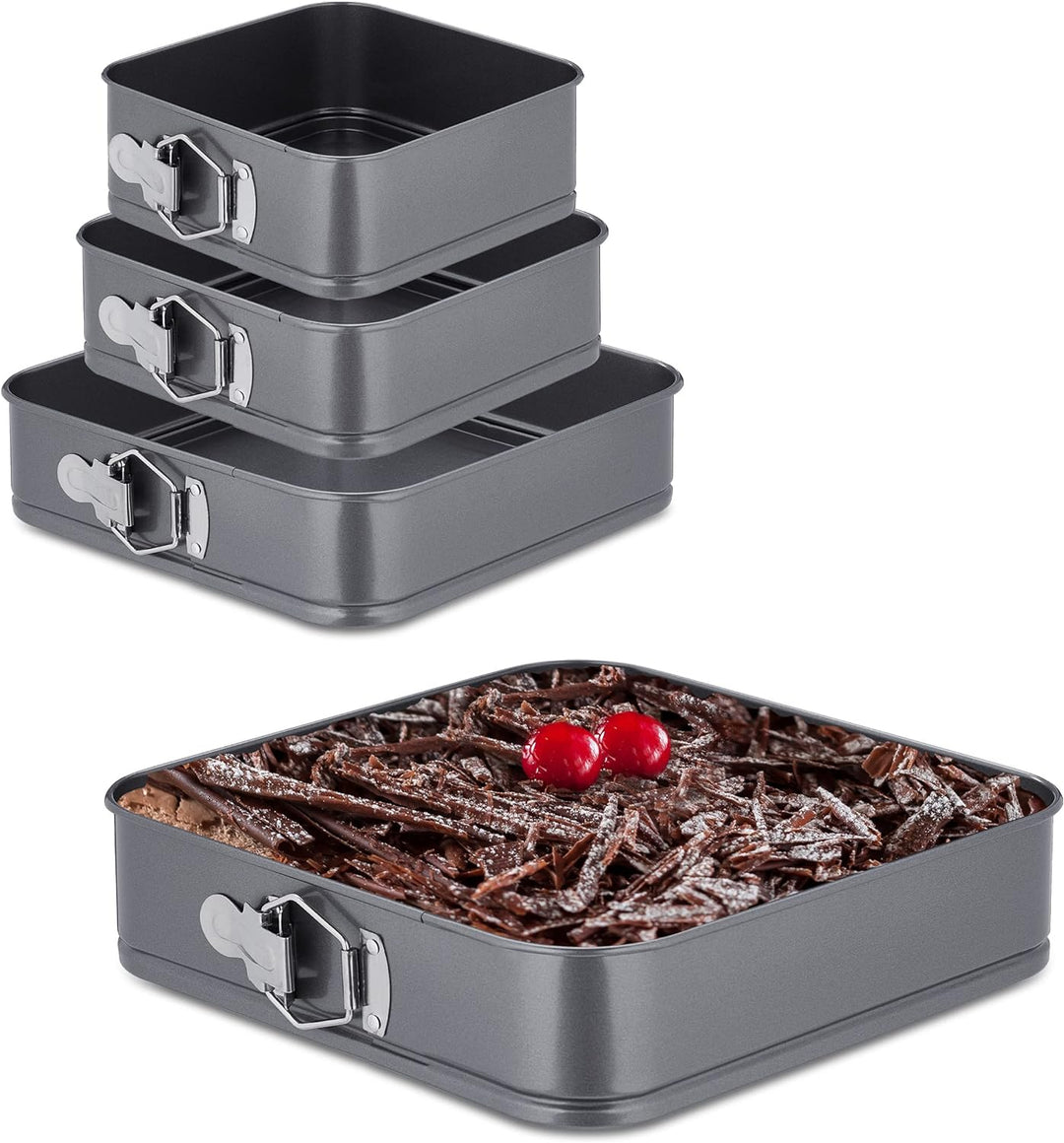 Relaxdays Springform Set 4-teilig, 18, 20, 26, 28 cm, Edelstahl, Antihaftbeschichtung, Backformen qu