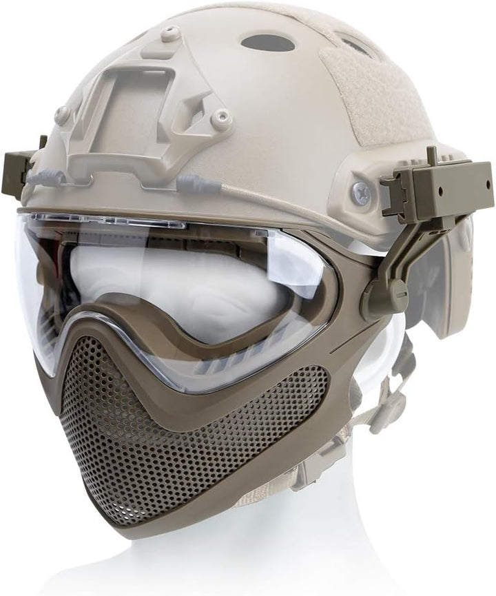 ATAIRSOFT Airsoft 2 Modi Taktische Sicherheit Schutz Vollmaske Antibeschlagbrille Set mit 3 Wechselo