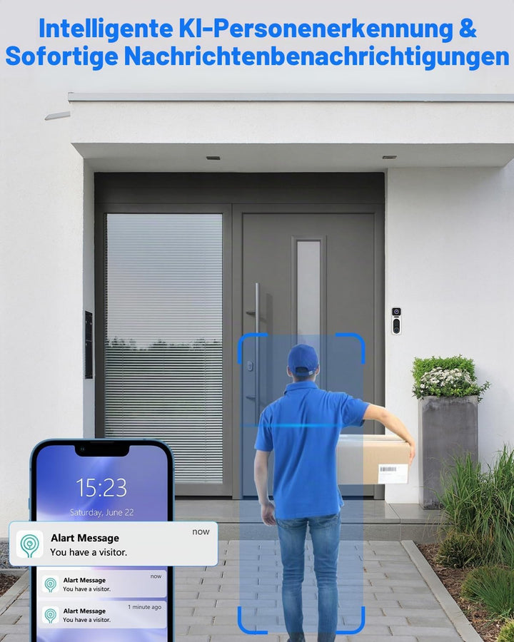 UCOCARE 4MP Türklingel mit Kamera mit 32GB Speicherkarte-Kein Abonnement Erforderlich, Klingel mit K