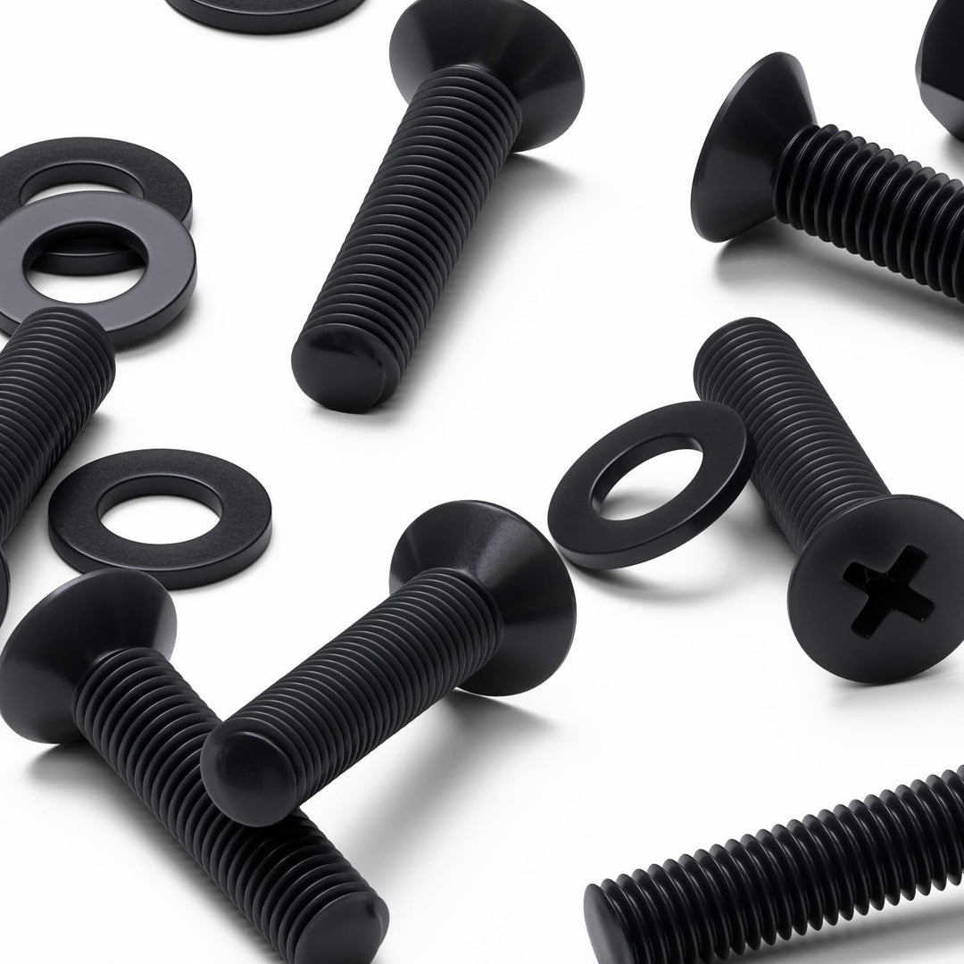50 x Schwarze Nylon Senkschrauben, Maschinenschrauben, M5 x 20mm, Kunststoffschrauben, Muttern & Unt