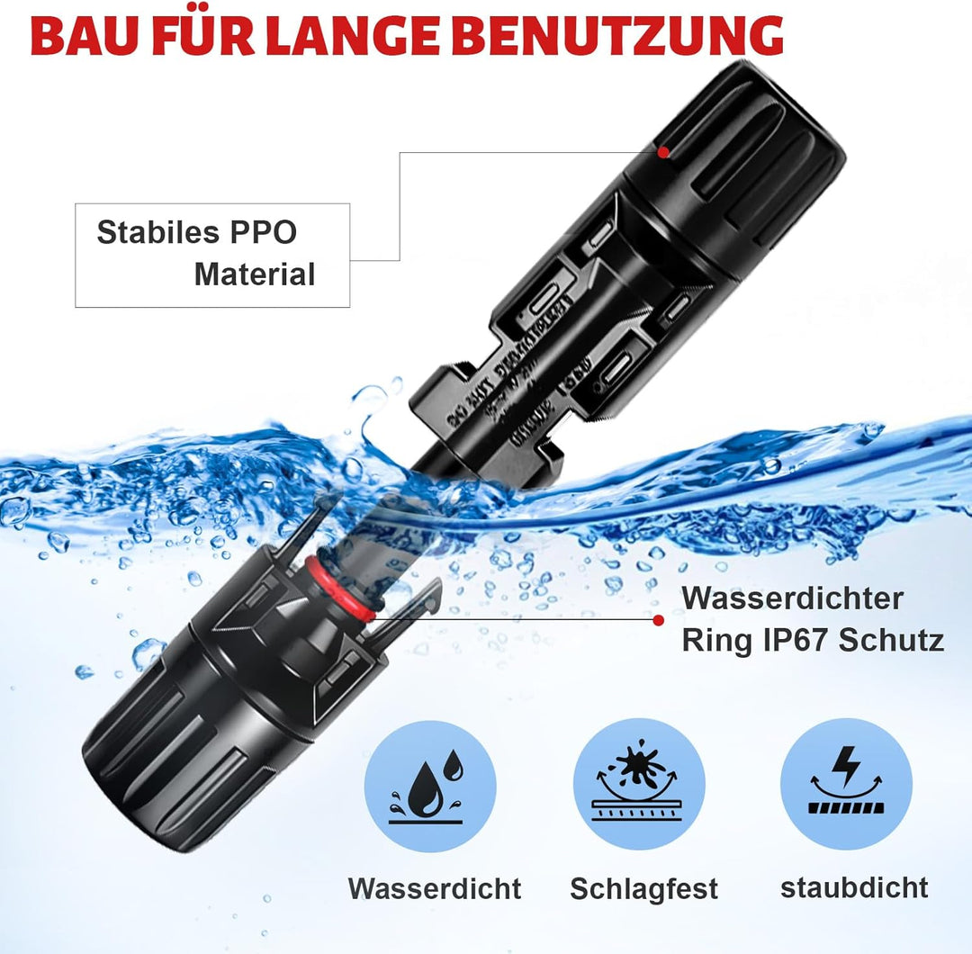 Solar Crimpzange für 2.5/4/6 mm² Solarpanel Solarkabel, 10 Paar Männlich Weiblich Solarstecker, 1 St