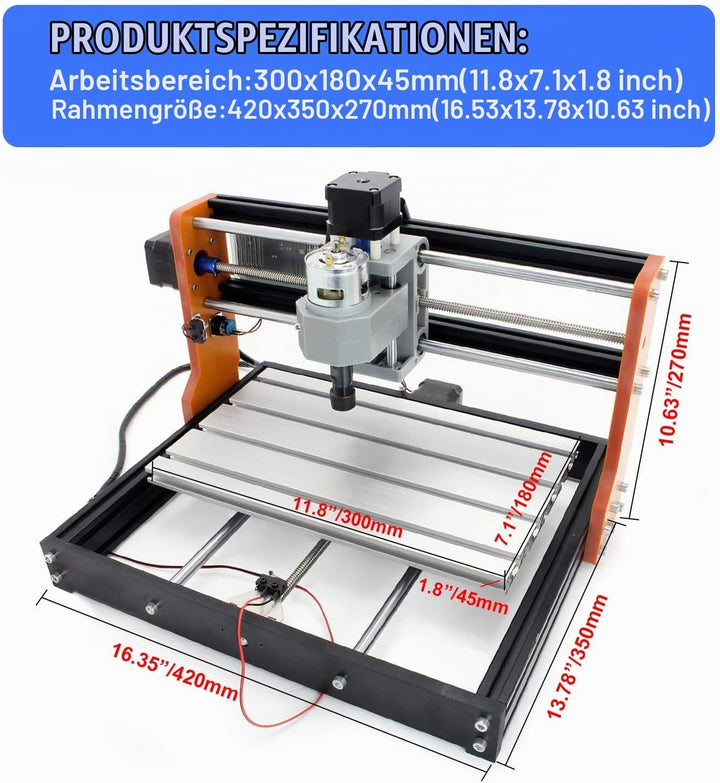 RATTMMOTOR Upgrade CNC 3018 Pro,3 Achsen GRBL Steuerung,mit X Y Z Achse Limiter+Not-Aus Funktion,DIY