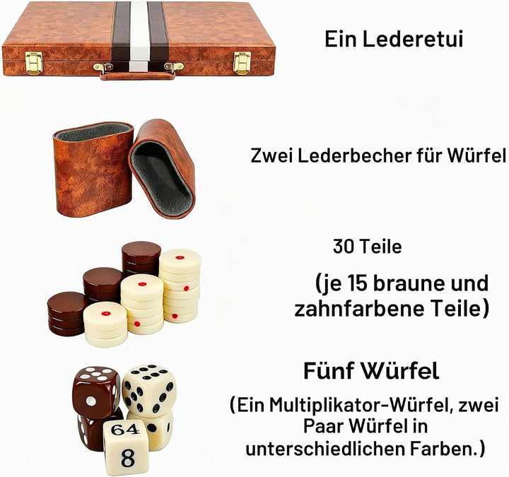Backgammon Set 15" Klassisches Backgammon Brettspiel Tragbares Reise Strategie Backgammon Spiel Set
