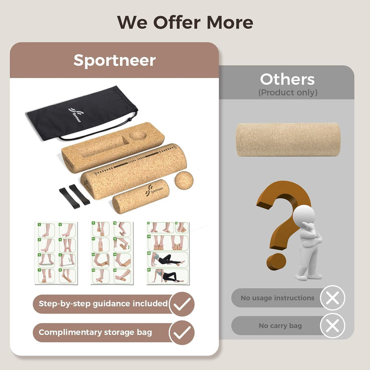 Sportneer Balance Board Set aus Naturkork mit Tasche – Fusstrainer & Gleichgewichtstrainer für Fusss