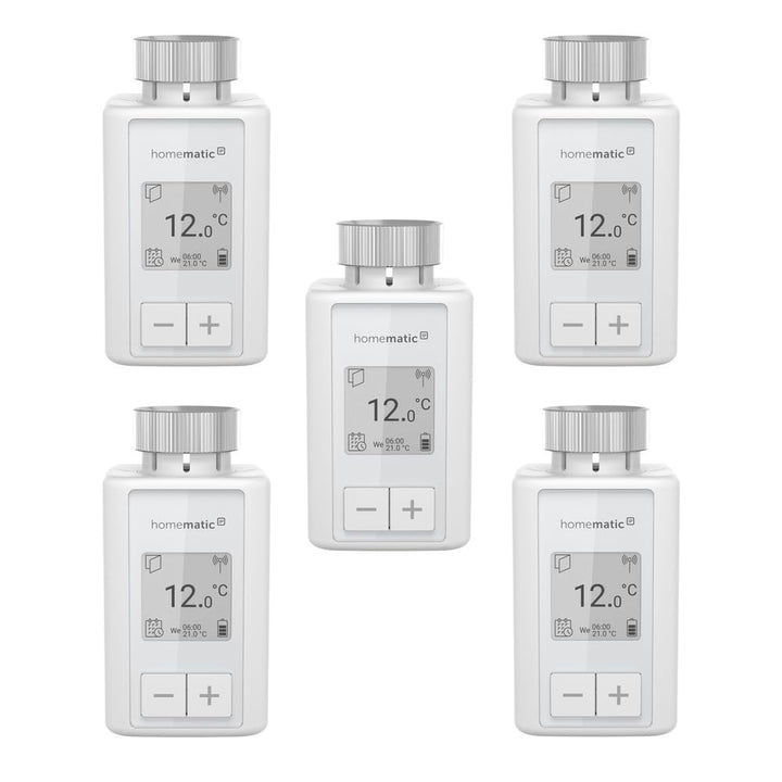 Homematic IP 5er Set Smart Home Heizkörperthermostat – Flex, digitaler Thermostat Heizung, Steuerung
