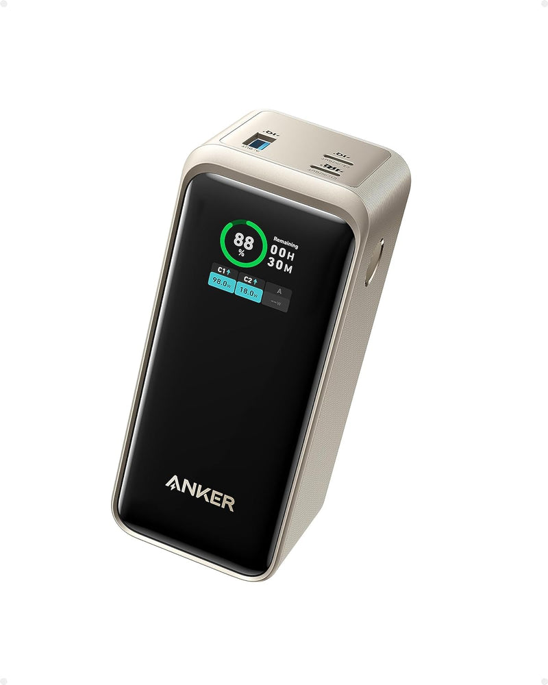 Anker Prime Powerbank, 20.000mAh externer Akku mit 200W Leistung, Digitales Display, 2X USB-C und 1x