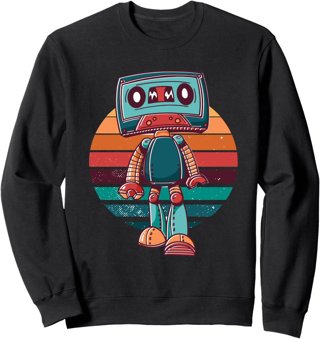 Retro Kassettenband Roboter Vintage Sonnenuntergang Sweatshirt