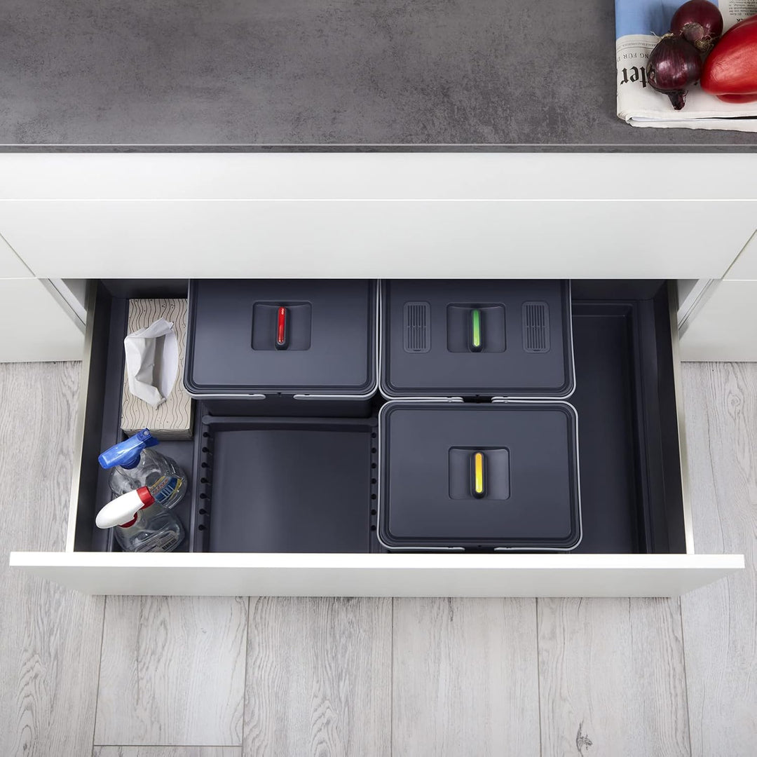 SOTECH Abfallsammler Draw 12+12+12L Abfallsystem Abfalleimer für Schubladenauszug Korpus 100 cm DRAW