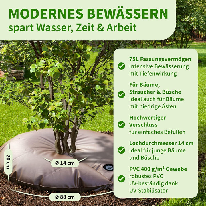 TTL GARDEN Bewässerungsring 75L - Baumring Baumbeutel 75 Liter zur Tröpfchenbewässerung für Sträuche