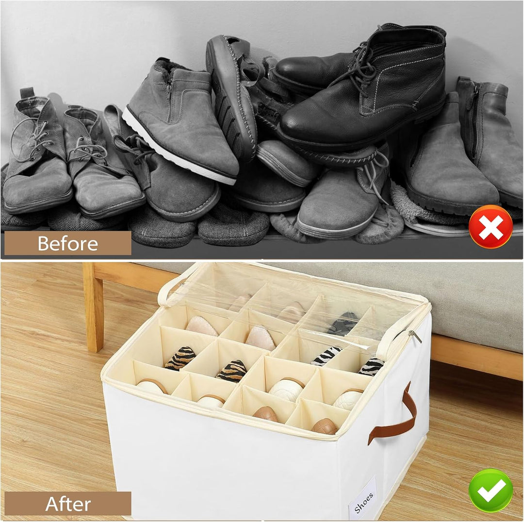 Schuhorganizer Schuhschrank - 24-Zellen Schuhboxen Stapelbar Schuhregal Platzsparend für Schrank - 2