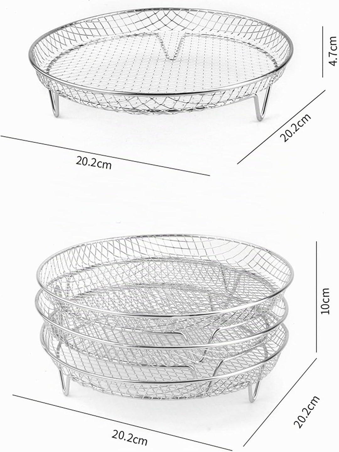 YUEMING Heissluftfritteuse Zubehör, 3 Layers Air Fryer Rack for Air Fryer Ofen Backen Braten mit Sil