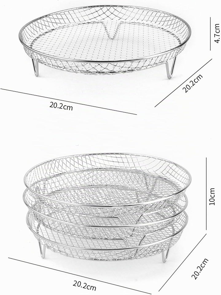 YUEMING Heissluftfritteuse Zubehör, 3 Layers Air Fryer Rack for Air Fryer Ofen Backen Braten mit Sil