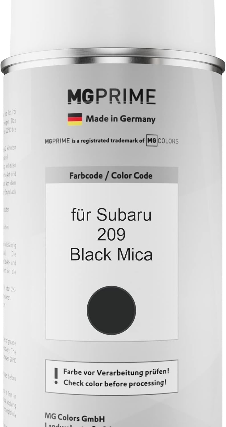 MG PRIME Autolack Sprühdosen Set für Subaru 209 Black Mica Basislack Klarlack Spraydose 400ml