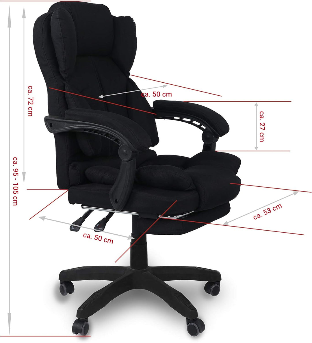 TRISENS Bürostuhl, ergonomischer Schreibtischstuhl Stoff Chefsessel mit gepolsterten Armlehnen und K