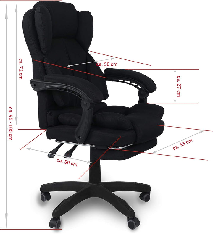 TRISENS Bürostuhl, ergonomischer Schreibtischstuhl Stoff Chefsessel mit gepolsterten Armlehnen und K