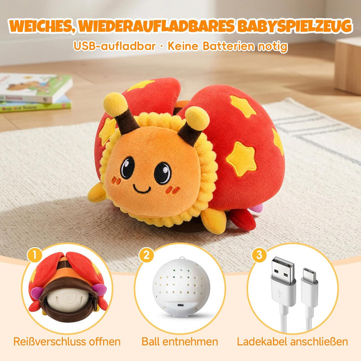 SAIMAND Baby Spielzeug 6-12 Monate Marienkäfer – Krabbelspielzeug mit Musik, 40 Kinderliedern & Aufn
