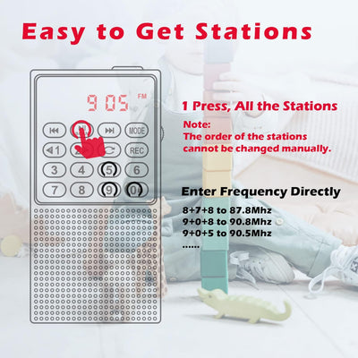 PRUNUS J-328 Taschenradio FM/UKW, Digital Radio Klein mit Rekorder, Kofferradio Mini Radio mit Akku