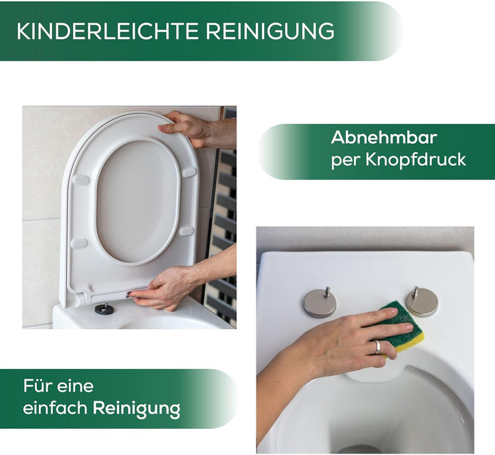 Toilettendeckel D Form mit Absenkautomatik, abnehmbarer Toilettensitz Duroplast, Klodeckel Softclose